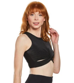 Onzie Front Twist Yoga Crop Top -Volcom Sportswear Shop 5667060940968 blackrib 2a