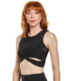 Onzie Front Twist Yoga Crop Top -Volcom Sportswear Shop 5667060940968 blackrib 5a