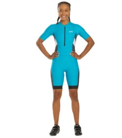 TYR Women's Competitor Speedsuit -Volcom Sportswear Shop 5667098165416 turqgreywhite 4a