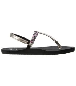 Reef Girls' Little Twisted T Strap Sandal (Toddler, Little Kid, Big Kid) -Volcom Sportswear Shop 5668625907880 blackpewter 3a