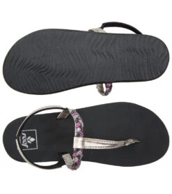 Reef Girls' Little Twisted T Strap Sandal (Toddler, Little Kid, Big Kid) -Volcom Sportswear Shop 5668625907880 blackpewter 4a