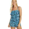 Women's Bliss Tiered V Hem Romper -Volcom Sportswear Shop 6769060479144 blue 1a