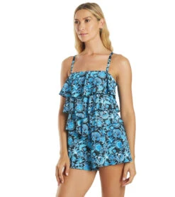 Women's Bliss Tiered V Hem Romper -Volcom Sportswear Shop 6769060479144 blue 5a