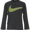 Nike Boys' Swoosh Long Sleeve Hydroguard (Big Kid) -Volcom Sportswear Shop 7187160924328 black 1a