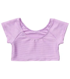 Girls' Lavender Rib Crop SS Rashguard Top (Toddler, Little Kid, Big Kid)