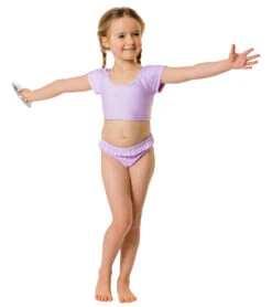 Girls' Lavender Rib Crop SS Rashguard Top (Toddler, Little Kid, Big Kid) -Volcom Sportswear Shop 7217015554216 purple 5a