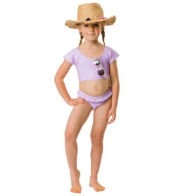 Girls' Lavender Rib Crop SS Rashguard Top (Toddler, Little Kid, Big Kid) -Volcom Sportswear Shop 7217015554216 purple 6a