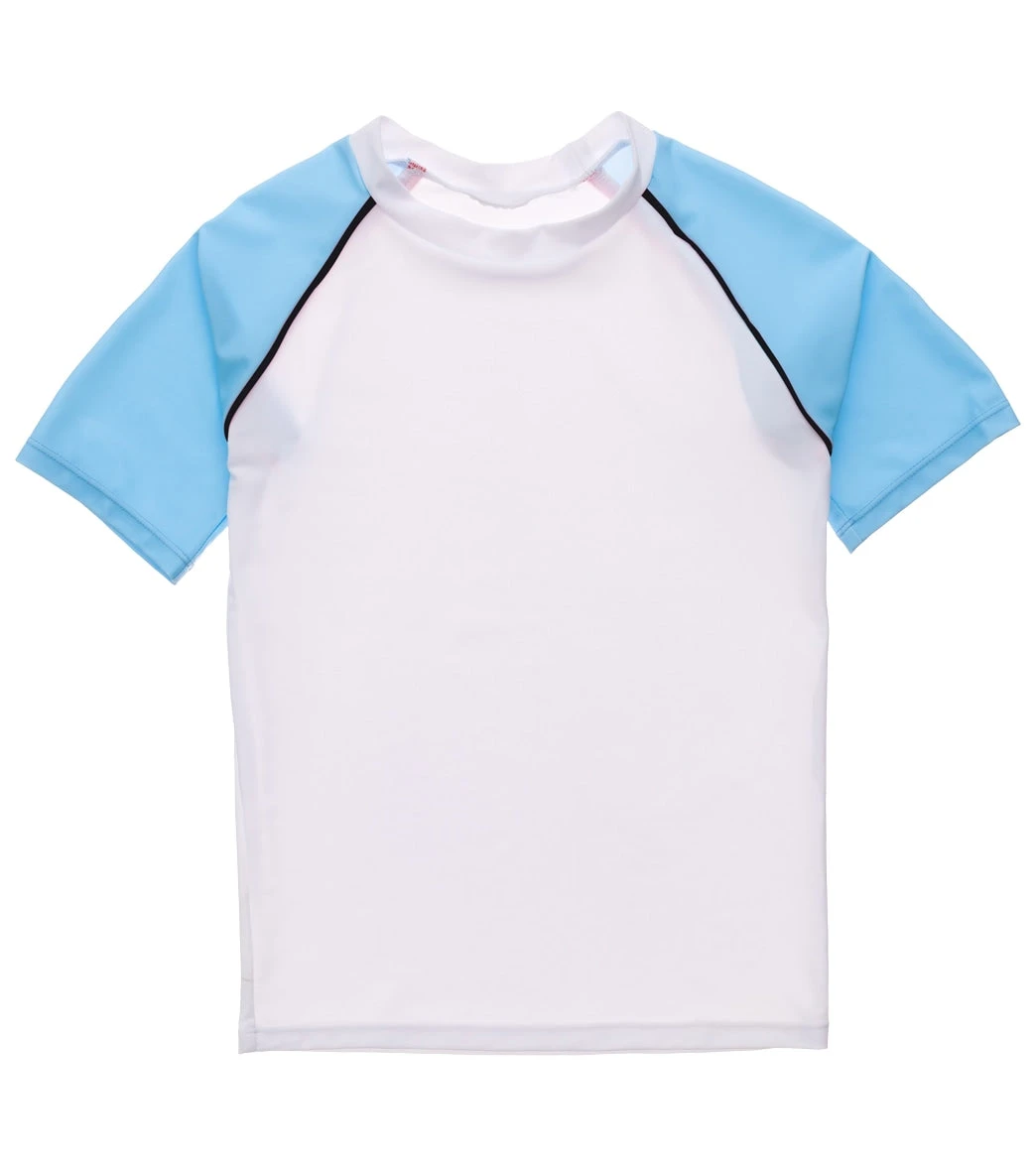 Boys' White Light Blue Sleeve SS Rash Top (Toddler, Little Kid, Big Kid) 3 Boys' White Light Blue Sleeve SS Rash Top (Toddler, Little Kid, Big Kid)