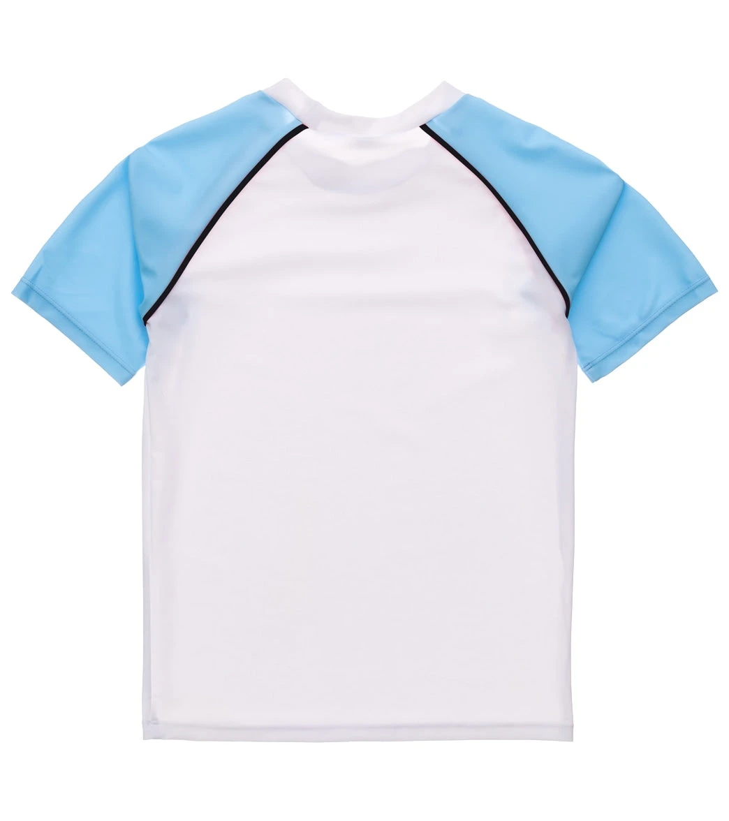 Boys' White Light Blue Sleeve SS Rash Top (Toddler, Little Kid, Big Kid) 4 Boys' White Light Blue Sleeve SS Rash Top (Toddler, Little Kid, Big Kid) - Image 2
