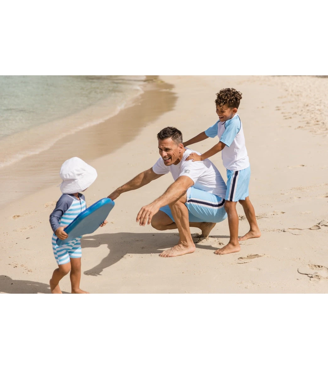 Boys' White Light Blue Sleeve SS Rash Top (Toddler, Little Kid, Big Kid) 5 Boys' White Light Blue Sleeve SS Rash Top (Toddler, Little Kid, Big Kid) - Image 3