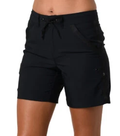 Jantzen Women's Solid Rolled Walking Short -Volcom Sportswear Shop 7234456092840 black 2a