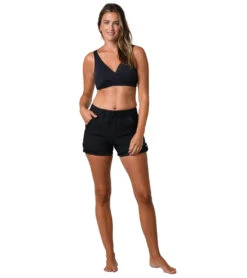 Jantzen Women's Solid Rolled Walking Short -Volcom Sportswear Shop 7234456092840 black 4a