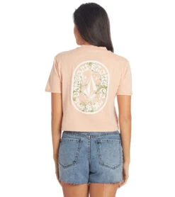 Volcom Women's Pocket Dial Tee -Volcom Sportswear Shop 7362909634728 hazeypink 3a