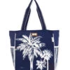 Navy / White Palm Tree Shoulder Tote -Volcom Sportswear Shop 7400662237352 navywhite 1a