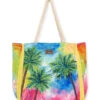 Multi Color Palm Tree Shoulder Tote -Volcom Sportswear Shop 7400662401192 multicolorations 1a