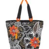 Laurel Burch White On Black Floral Shoulder Tote -Volcom Sportswear Shop 7400662630568 blackwhiteorange 1a