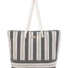 Striped Canvas Bag W/ Braided Rope Handle -Volcom Sportswear Shop 7400663023784 black 1a