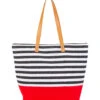Nautical Striped Shoulder Tote -Volcom Sportswear Shop 7400663122088 redwhiteblack 1a