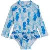 Girls' Seahorse Reef Alissa UPF 50+ Long Sleeve One Piece Swimsuit (Baby) -Volcom Sportswear Shop 7438199226536 seahorsereef 1a