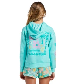 Billabong Girls' Paradise Is Here Pullover Hoodie (Little Kid, Big Kid) -Volcom Sportswear Shop 7641129320616 lightlagoon 3a