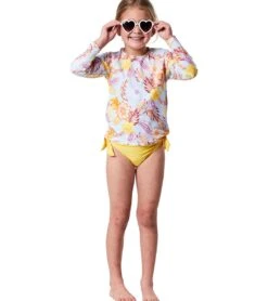 Girls' Boho Tropical Sustainable Long Sleeve Rashguard (Big Kid) -Volcom Sportswear Shop 7652777328808 mutli 4a
