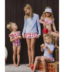 Girls' Cornflower Stripe Long Sleeve Rashguard (Toddler, Little Kid, Big Kid) -Volcom Sportswear Shop 7652778705064 blue 3a