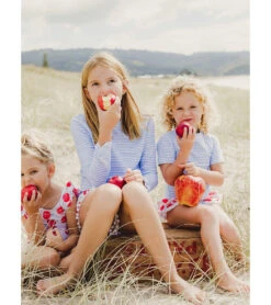 Girls' Cornflower Stripe Long Sleeve Rashguard (Toddler, Little Kid, Big Kid) -Volcom Sportswear Shop 7652778705064 blue 4a