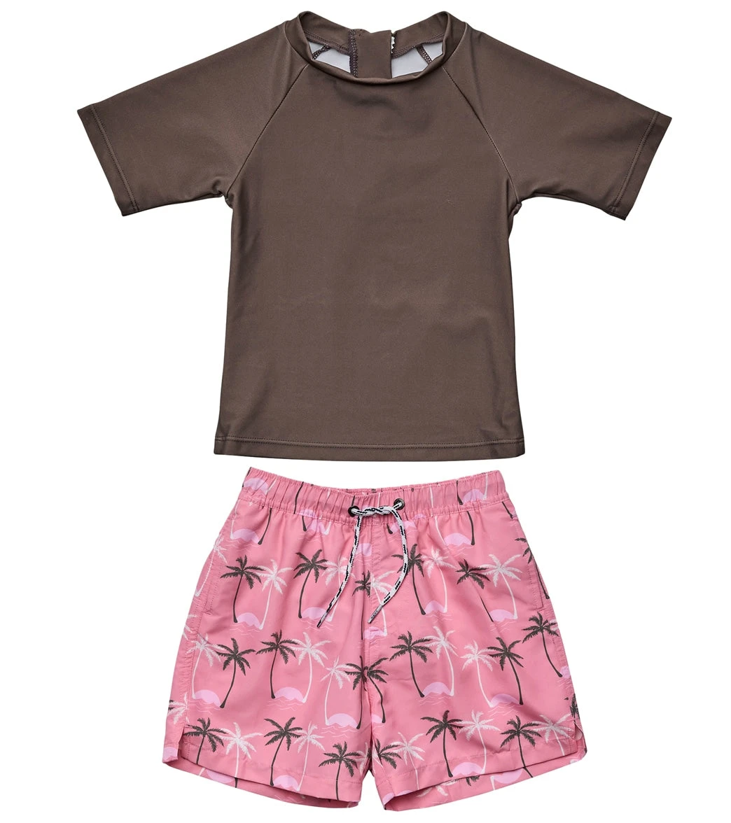 Boys' Palm Paradise Sustainable Short Sleeve Rashguard Set (Baby) 3 Boys' Palm Paradise Sustainable Short Sleeve Rashguard Set (Baby)