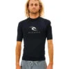 Rip Curl Men's Corps Short Sleeve UPF 50 Rash Guard -Volcom Sportswear Shop 7658060218536 black 1a