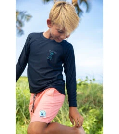 Boy's Single Fin Long Sleeve Rash Guard (Toddler, Little Kid, Big Kid) -Volcom Sportswear Shop 7717055529128 black 3a