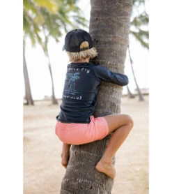 Boy's Single Fin Long Sleeve Rash Guard (Toddler, Little Kid, Big Kid) -Volcom Sportswear Shop 7717055529128 black 4a